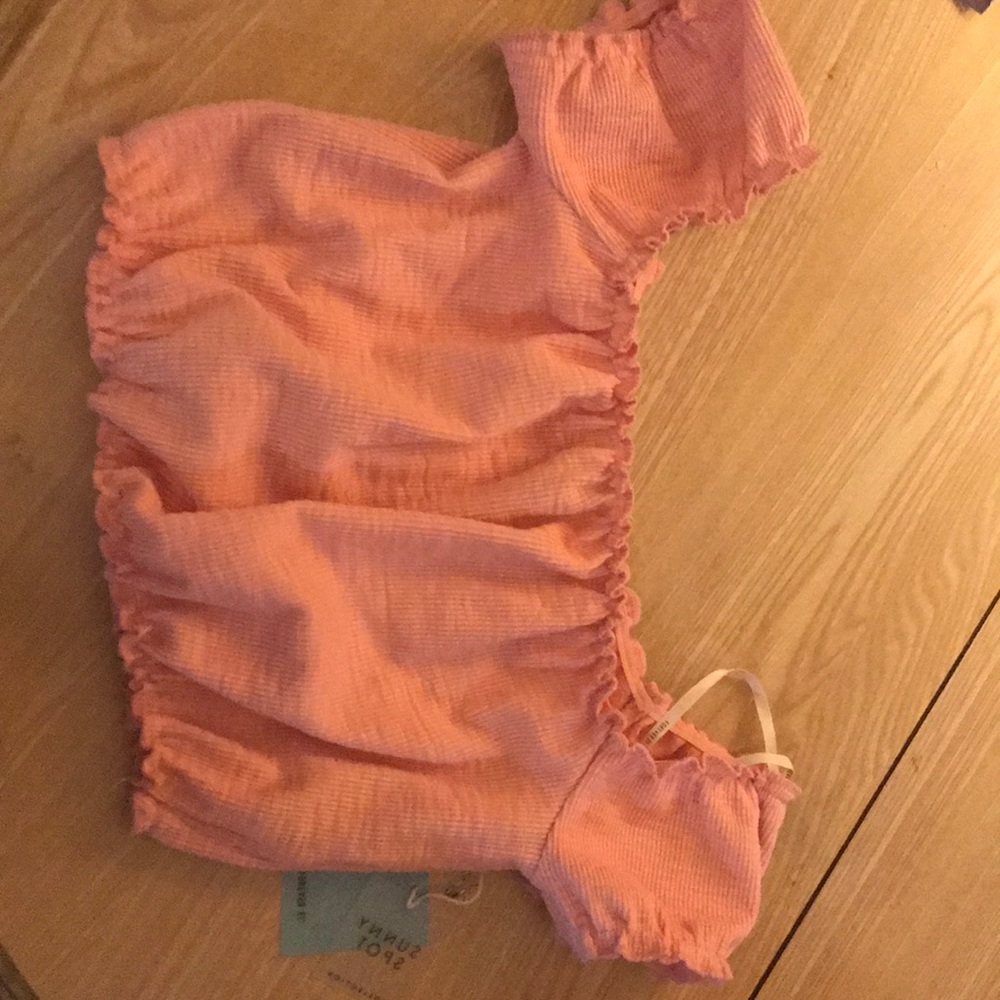 Crop top in ribbed light pink